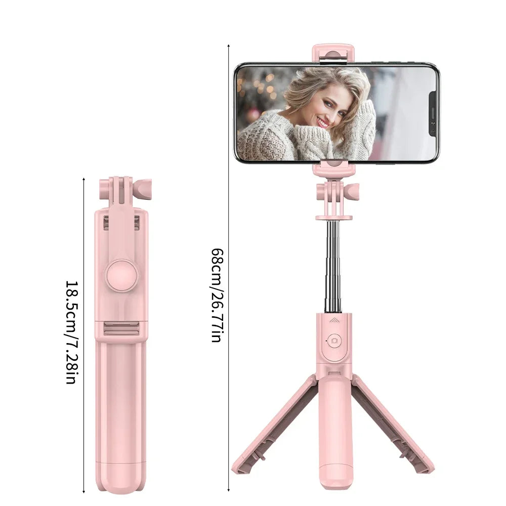 Wireless Selfie Stick Tripod with Detachable Remote for iPhone TikTok Live Streaming