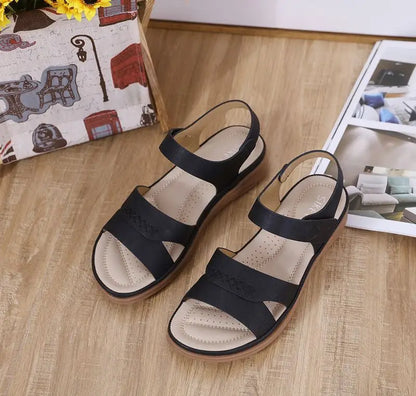 Fashion Women Summer Hook Loop Casual Open Toe Wedges Soft Bottom Breathable Shoes Sandals Sparkly Sandals for Women Size 11