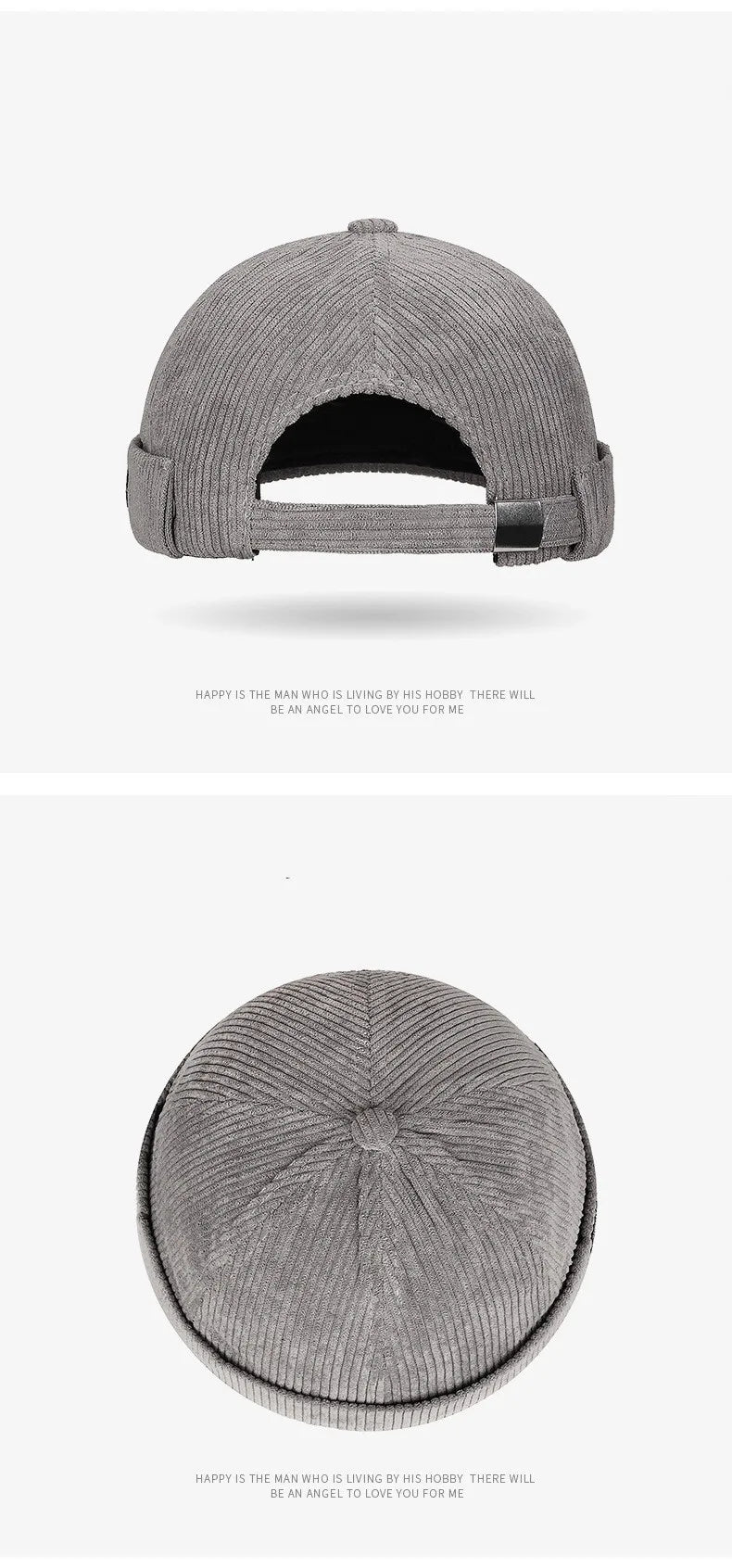 Autumn and winter corduroy brimless casual hat, personalized yuppie hat, men's and women's striped velvet melon skin hat