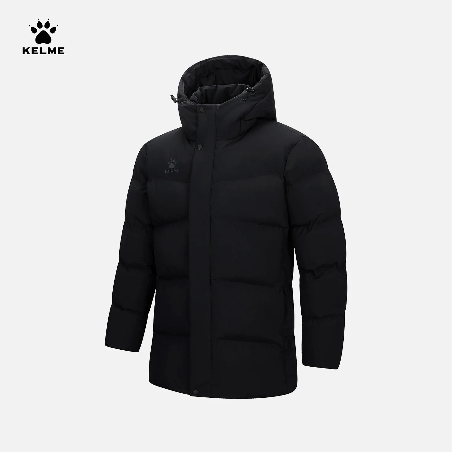 Kelme Men's Winter Windproof Training Jacket With Hooded Down-filled Insulation Outdoor Fleece-lined Thickened Coat