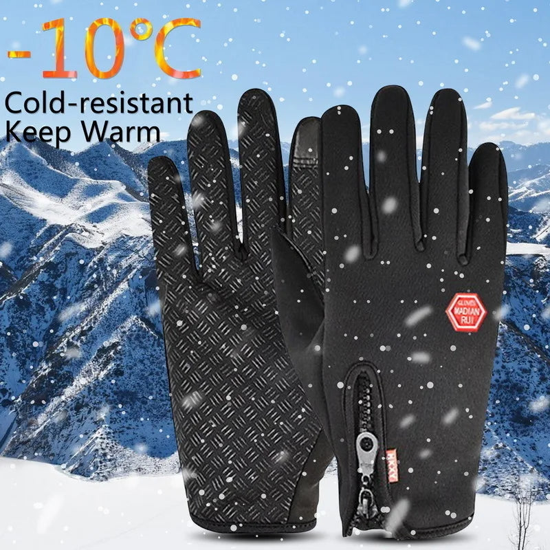 Outdoor Winter Gloves For Men Waterproof Thermal Fleece Lined Resistant Touch Screen Non-slip Motorbike Riding Mountaineering
