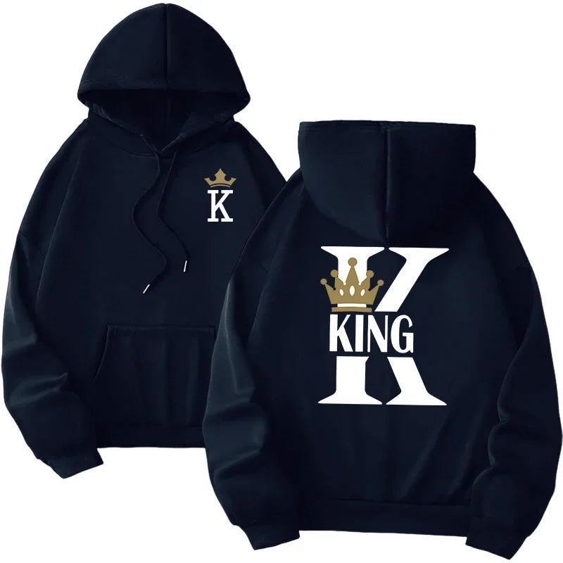 Hot Sales Mens Womens Hoodies King Queen Printing Sweatshirts Versatile Casual Couple's Clothing Daily Pullover Fall Winter Y2k