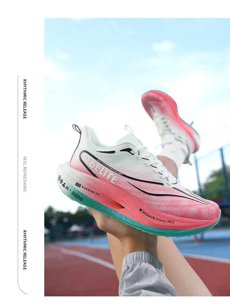 Men Running Shoes Carbon Plate Marathon Speciality Sports Breathable Lightweight Women's Comfortable Nonskid Leisure Sneakers