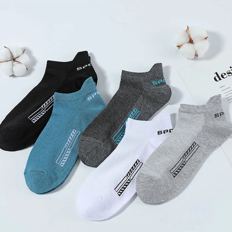 5/10 Pairs Cotton Men's Short Socks Crew Ankle Breathable Mesh Sports Casual Women Summer Low-Cut Thin Sock for Male