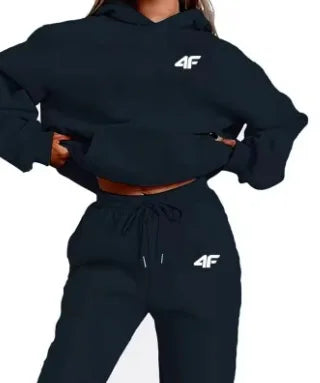 New Letter Print Womens Casual Hoodie Sweatshirt Tracksuit Set Simple Style Sportswear