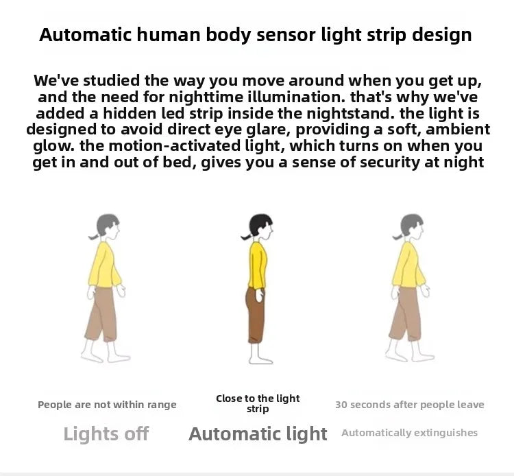 Solid Wood Smart Nightstands Minimalist Bedside Table Wireless Charging Station High-End Bedroom Furniture with Hidden Storage