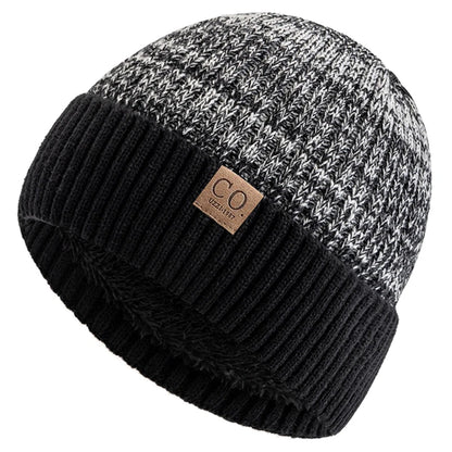 New Unisex Two-Tone Winter Hats Add Fur Lined Men And Women Fashion Warm Beanie Cap Casual Winter Knitted Hats