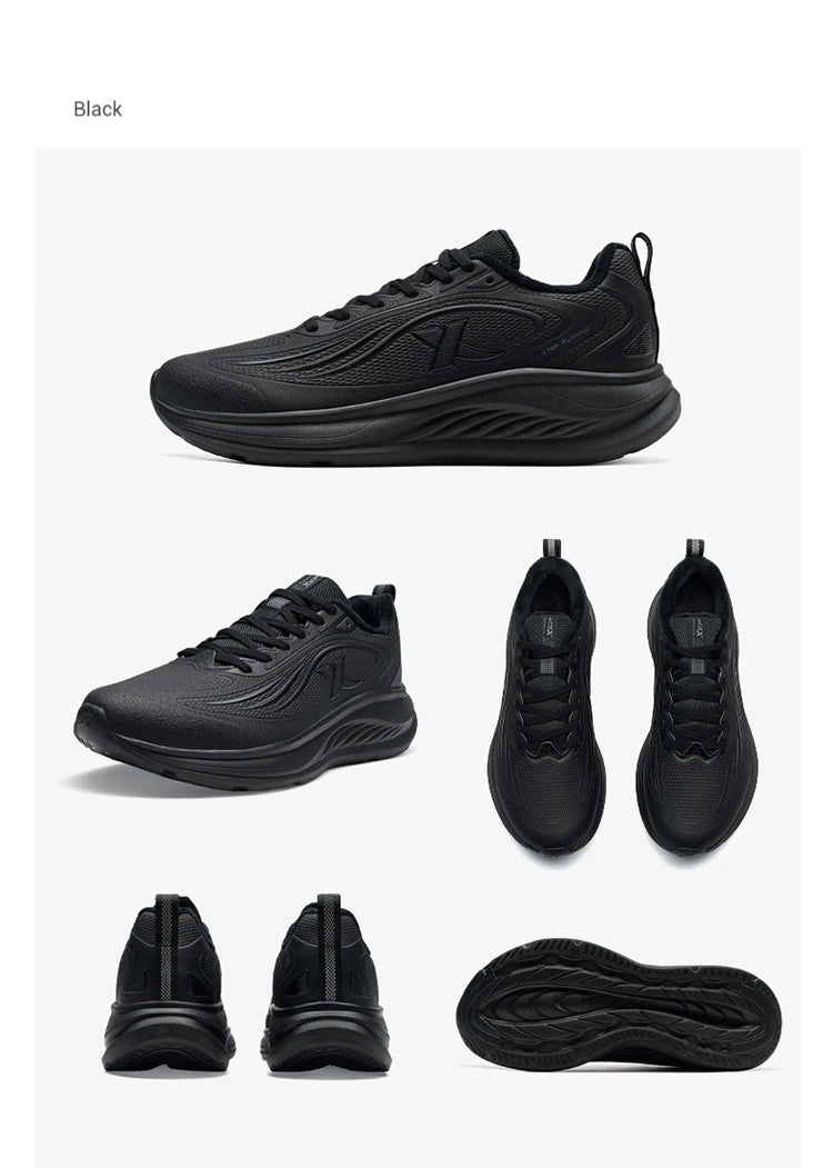 Xtep Running Shoes For Men 2024 Winter Stability Cushioning Lace Up Sports Shoes Keep Warm Jogging Soft Sneakers 876419370035