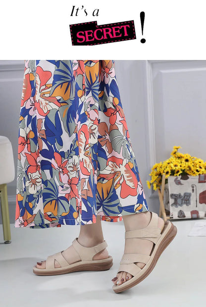 Fashion Women Summer Hook Loop Casual Open Toe Wedges Soft Bottom Breathable Shoes Sandals Sparkly Sandals for Women Size 11