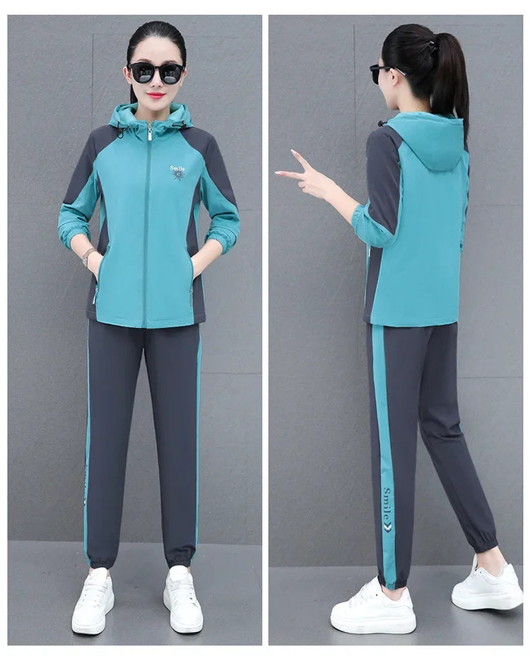 Fall Hot Sale Of The Season Women's Hooded Jacket Outdoor Sports Casual Loose Fit Windproof Large Size Two-Piece Set New Arrival