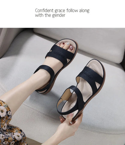 Fashion Women Summer Hook Loop Casual Open Toe Wedges Soft Bottom Breathable Shoes Sandals Sparkly Sandals for Women Size 11