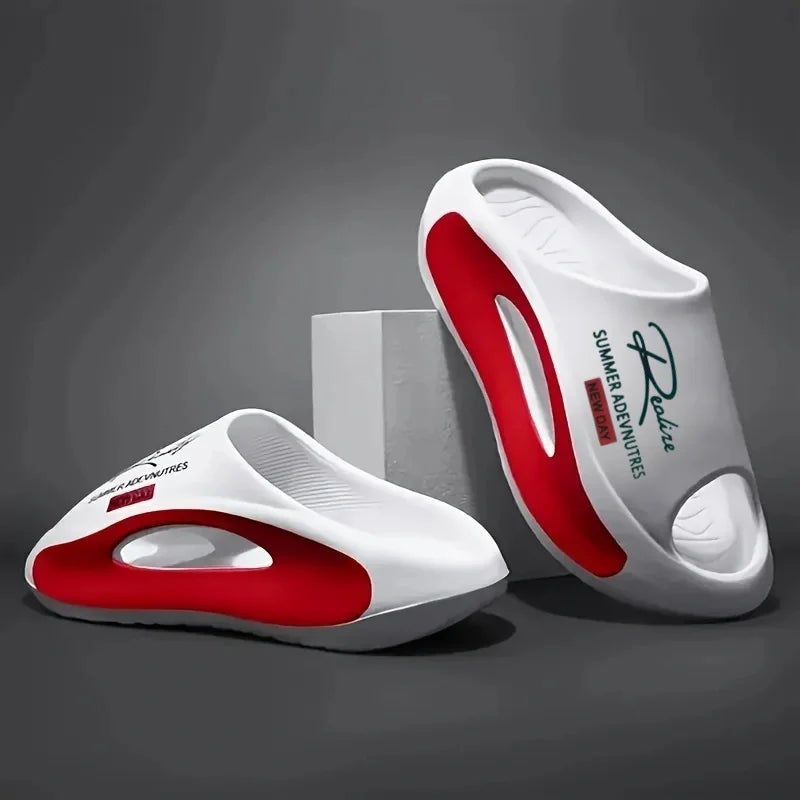 Lightweight EVA men's slide | Black and white cartoon design, exposed toes, comfortable all year round, casual indoor/outdoor us