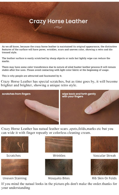 Crazy Horse Leather Men Wallets Retro Handmade Small Purse Top Cow Leather US Dollar Money Clip Bag Minimalist Wallet Portomonee