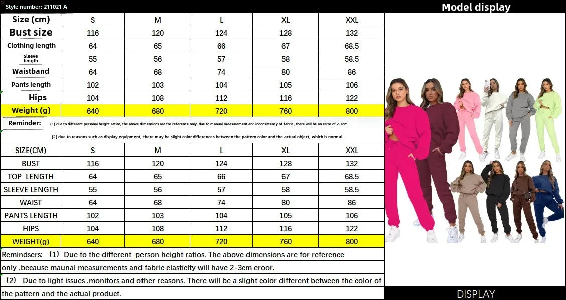 Fashionable Casual Long Sleeve Sweatshirtsuit Women's Clothing Round Neck Pullover Trousers Solid Color Autumn Winter Collection