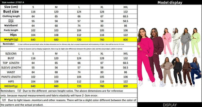 Fashionable Casual Long Sleeve Sweatshirtsuit Women's Clothing Round Neck Pullover Trousers Solid Color Autumn Winter Collection