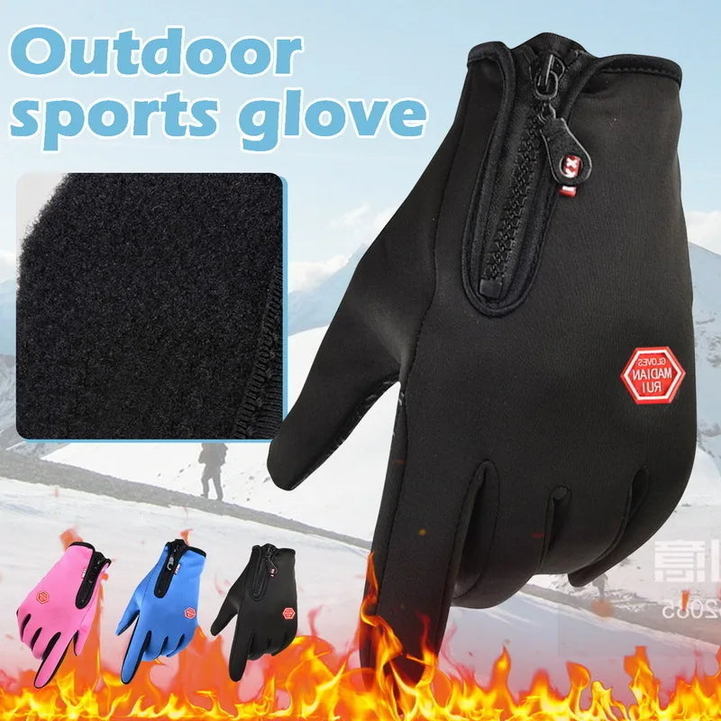 Outdoor Winter Gloves For Men Waterproof Thermal Fleece Lined Resistant Touch Screen Non-slip Motorbike Riding Mountaineering