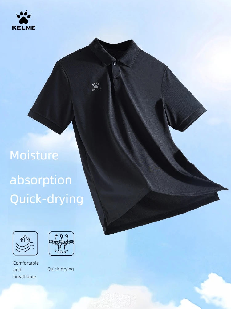 Kelme Polo Shirt Men Summer Quick Drying Short Sleeve T-shirt Club Training Football Uniforms Custom Culture Shirt