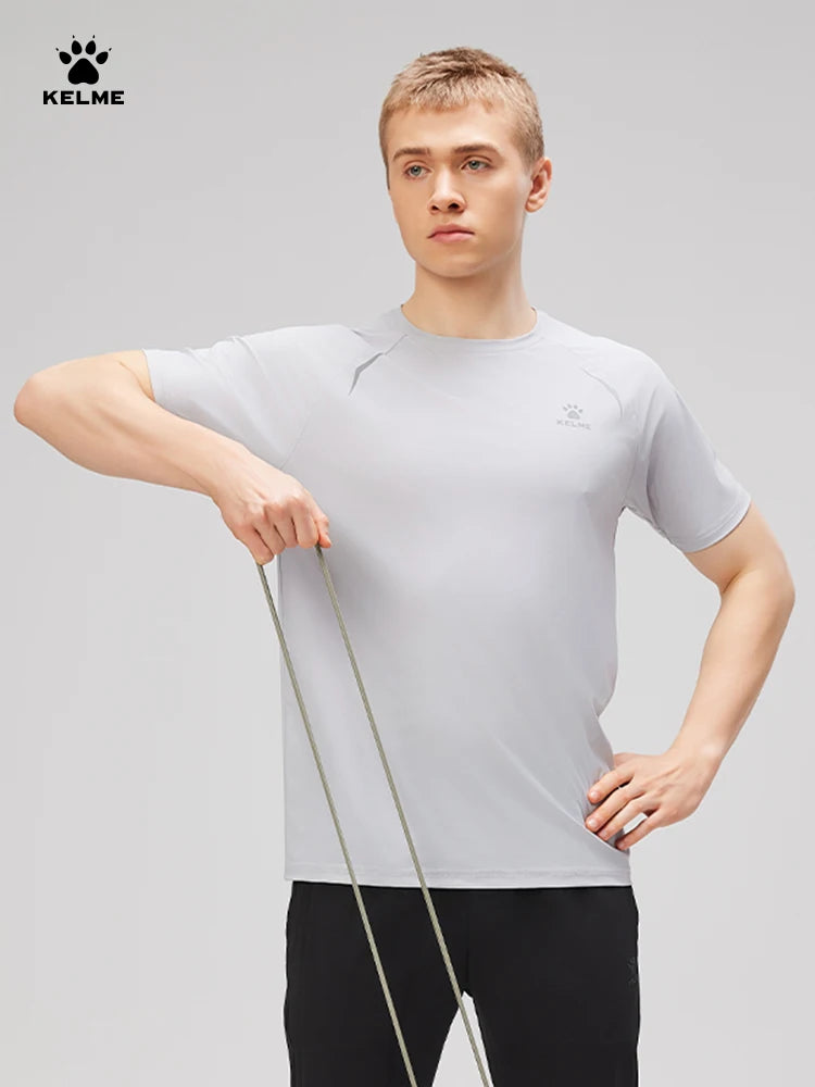 Kelme Men's Sports Tops Quick-drying Fitness Clothes Outdoor Running Breathable Short-sleeved Soccer Basketball T-shirt
