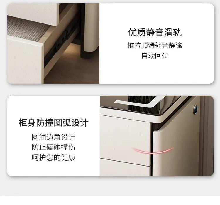 Solid Wood Smart Nightstands Minimalist Bedside Table Wireless Charging Station High-End Bedroom Furniture with Hidden Storage