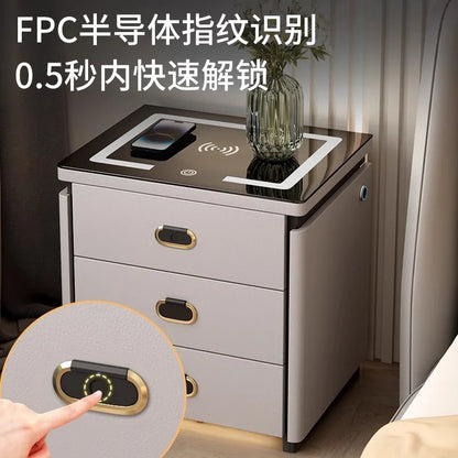 Solid Wood Smart Nightstands Minimalist Bedside Table Wireless Charging Station High-End Bedroom Furniture with Hidden Storage