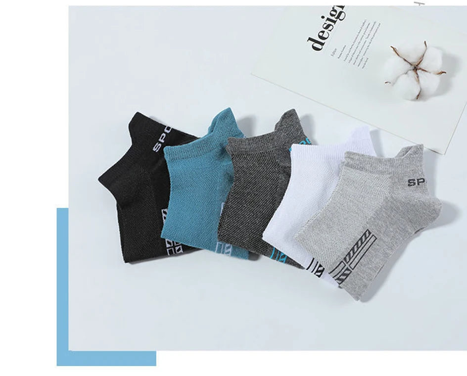5/10 Pairs Cotton Men's Short Socks Crew Ankle Breathable Mesh Sports Casual Women Summer Low-Cut Thin Sock for Male