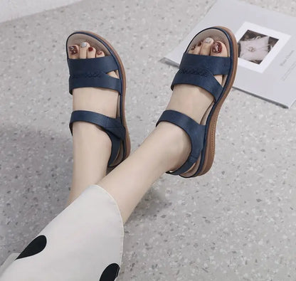 Fashion Women Summer Hook Loop Casual Open Toe Wedges Soft Bottom Breathable Shoes Sandals Sparkly Sandals for Women Size 11