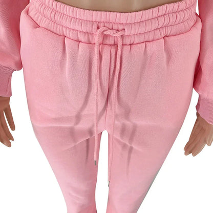 Fashionable Casual Long Sleeve Sweatshirtsuit Women's Clothing Round Neck Pullover Trousers Solid Color Autumn Winter Collection