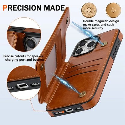 Wallet RFID Blocking Layer Protect Anti-Theft Magnetic Leather Case For iPhone 16e 16 Pro Max 15 Plus 14 13 12 11 SE2 XS XR 8 7