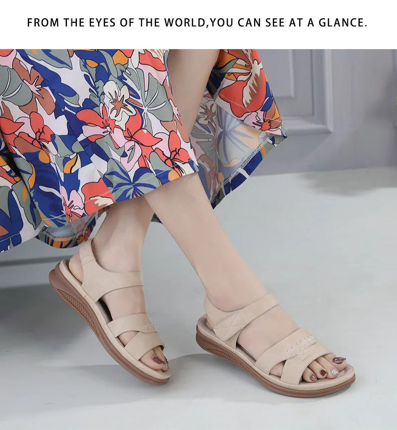 Fashion Women Summer Hook Loop Casual Open Toe Wedges Soft Bottom Breathable Shoes Sandals Sparkly Sandals for Women Size 11