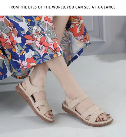 Fashion Women Summer Hook Loop Casual Open Toe Wedges Soft Bottom Breathable Shoes Sandals Sparkly Sandals for Women Size 11