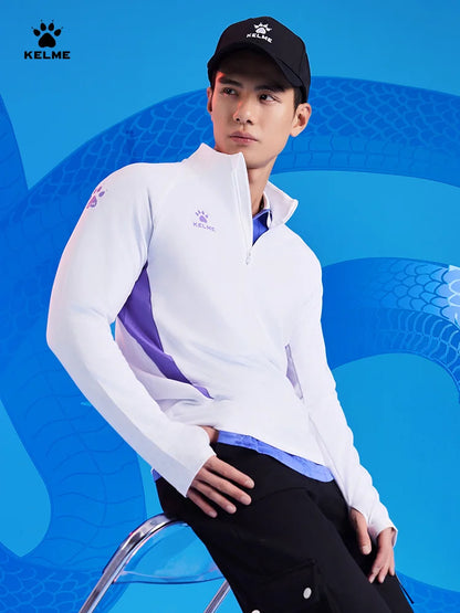 Kelme Sports Hoodie Half Zip Running Long Sleeved Men's Autumn And Winter Fitness Jacket Football Training Suit Running