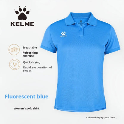 Kelme Polo Shirt Men Summer Quick Drying Short Sleeve T-shirt Club Training Football Uniforms Custom Culture Shirt