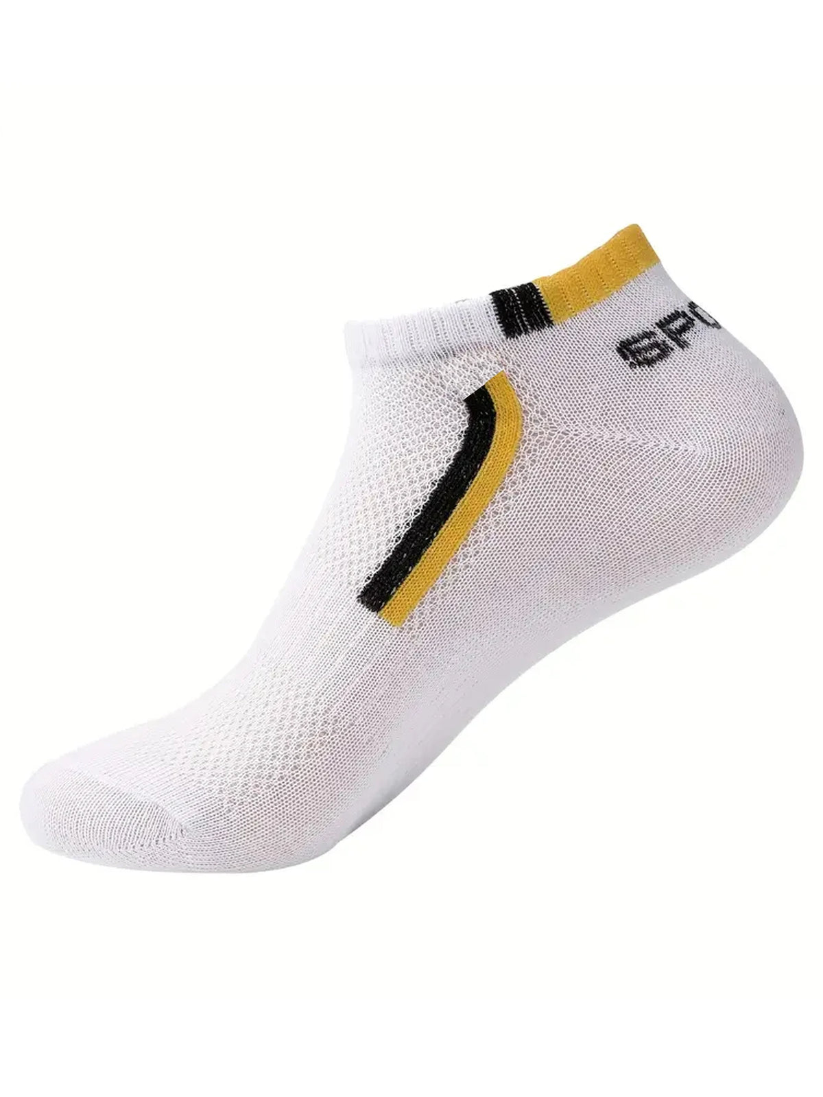 Men's Anti-Slip Boat Socks-5Pair Block Print Ankle Socks for Business & Sports, Breathable Sweat Resistant Anti-odor Comfortable