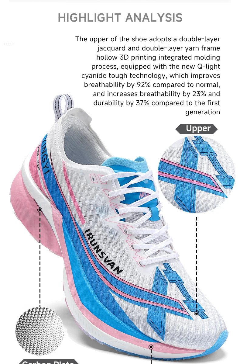 IRUNSVAN  Shadow Wing 2.0 Professional Training Racing Running Lightweight Carbon Plate Men Cushioning Shock