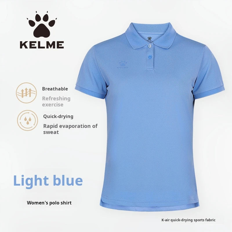 Kelme Polo Shirt Men Summer Quick Drying Short Sleeve T-shirt Club Training Football Uniforms Custom Culture Shirt
