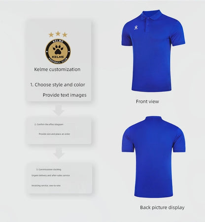 Kelme Polo Shirt Men Summer Quick Drying Short Sleeve T-shirt Club Training Football Uniforms Custom Culture Shirt