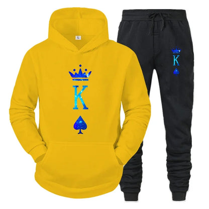 Couple Sportwear Set KING QUEEN Hoodies Two-Piece Lover Hooded Suits Hoodie Pants 2pcs Set Streetwear Men Women Matching Clothes