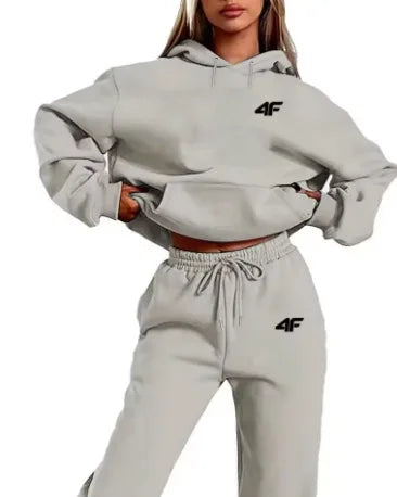 New Letter Print Womens Casual Hoodie Sweatshirt Tracksuit Set Simple Style Sportswear