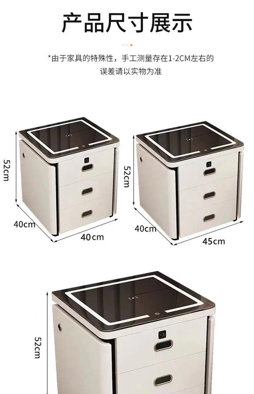 Solid Wood Smart Nightstands Minimalist Bedside Table Wireless Charging Station High-End Bedroom Furniture with Hidden Storage