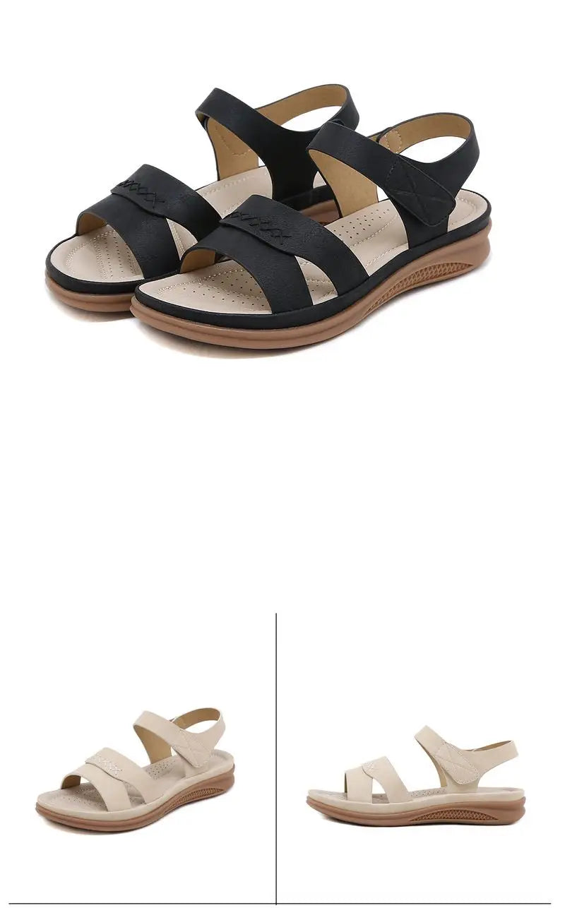 Fashion Women Summer Hook Loop Casual Open Toe Wedges Soft Bottom Breathable Shoes Sandals Sparkly Sandals for Women Size 11