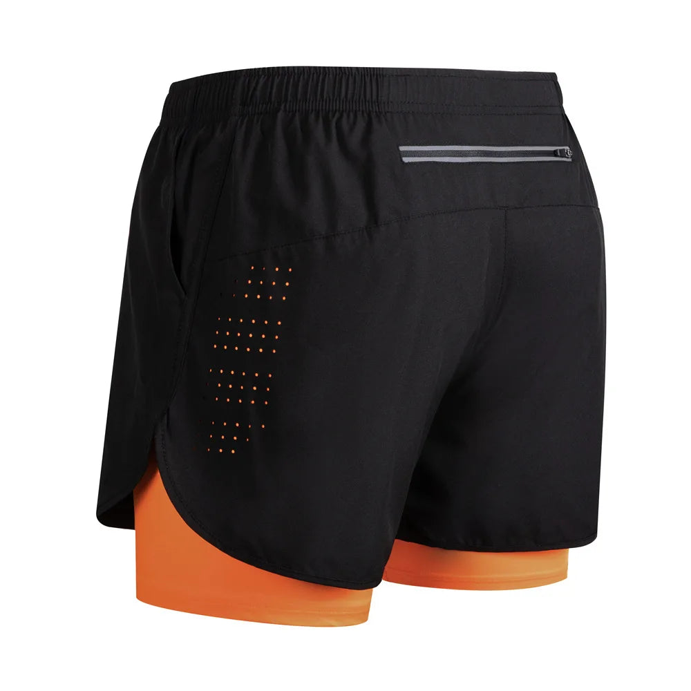 Men's Running Shorts 2 In 1 Fitness Black Double Layer Shorts Workout Training Gym Running Sport Short Pants Summer Shorts Men