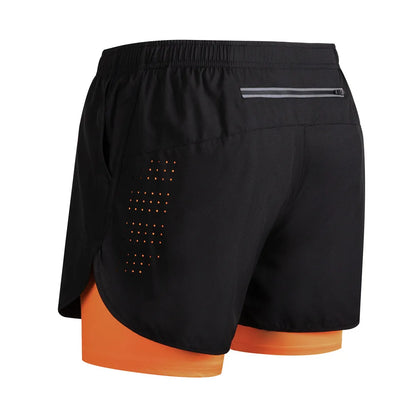 Men's Running Shorts 2 In 1 Fitness Black Double Layer Shorts Workout Training Gym Running Sport Short Pants Summer Shorts Men