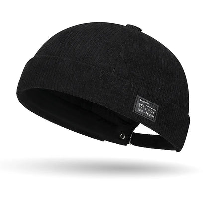 Autumn and winter corduroy brimless casual hat, personalized yuppie hat, men's and women's striped velvet melon skin hat