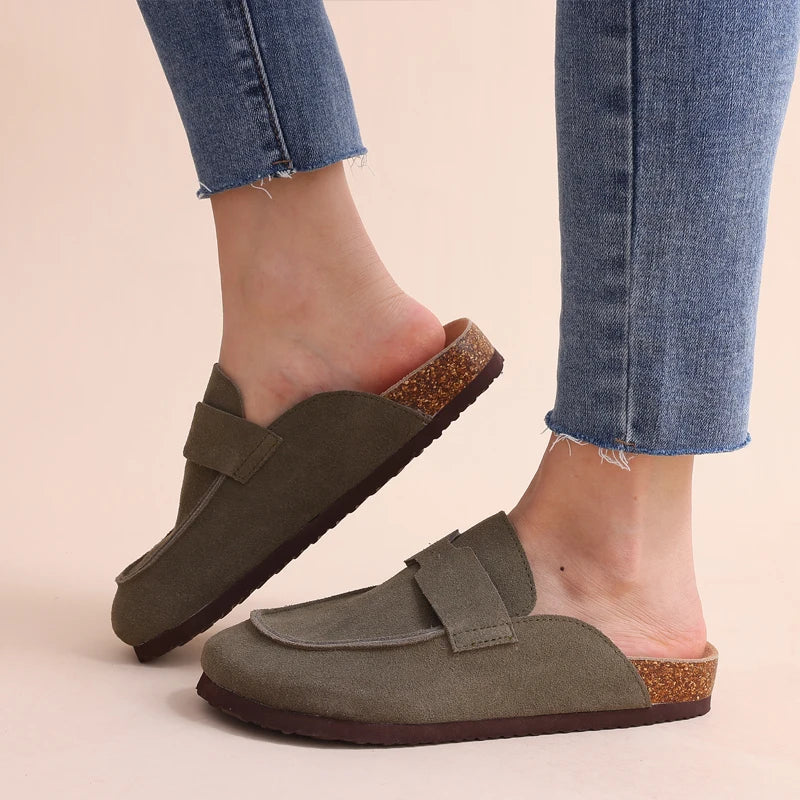 Litfun New Women Clogs For Women Fashion Cork Suede Mules Slipper Classic Cork Antislip For Outdoor Slippers With Arch Support