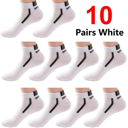 Men's Anti-Slip Boat Socks-5Pair Block Print Ankle Socks for Business & Sports, Breathable Sweat Resistant Anti-odor Comfortable