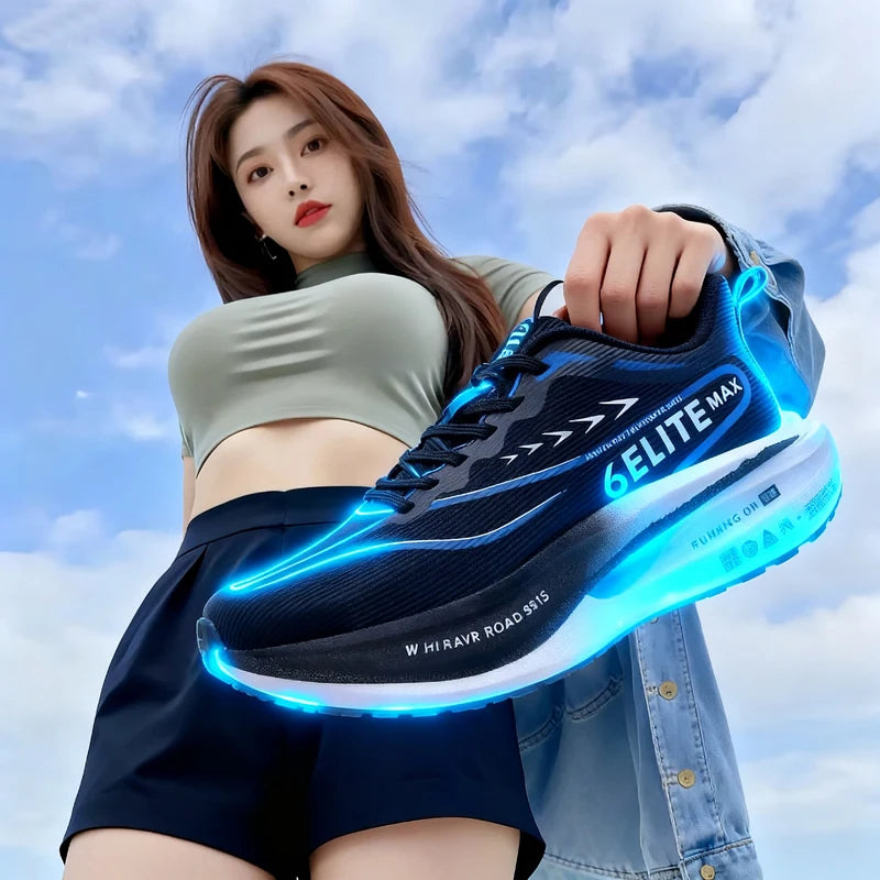 Men Running Shoes Carbon Plate Marathon Speciality Sports Breathable Lightweight Women's Comfortable Nonskid Leisure Sneakers