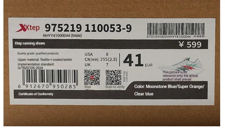 Xtep 360X 2.0 Running Shoes For Men Summer Comfortable Wear-Resistant Lightweight Marathon Training Running Shoes 975219110053