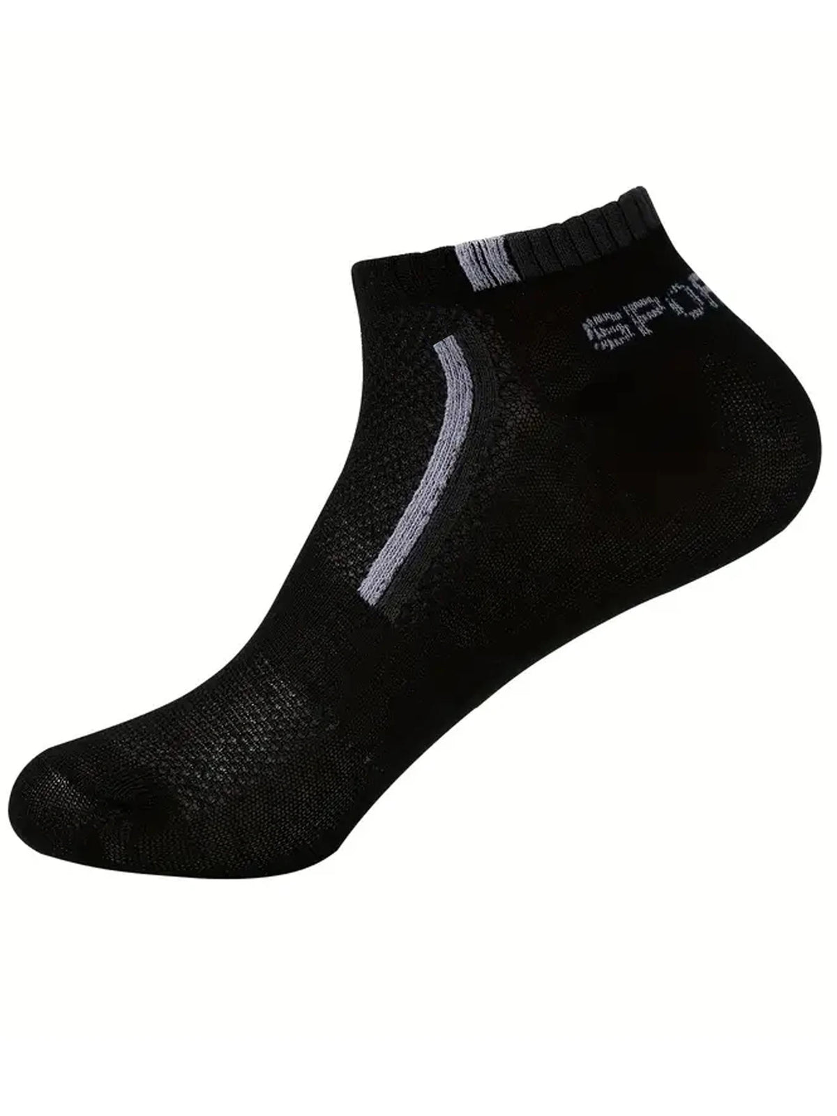 Men's Anti-Slip Boat Socks-5Pair Block Print Ankle Socks for Business & Sports, Breathable Sweat Resistant Anti-odor Comfortable