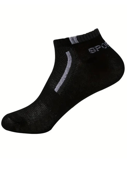 Men's Anti-Slip Boat Socks-5Pair Block Print Ankle Socks for Business & Sports, Breathable Sweat Resistant Anti-odor Comfortable