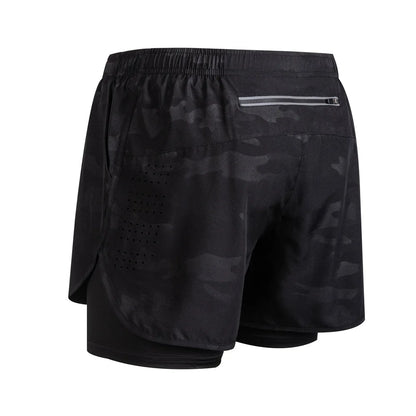 Men's Running Shorts 2 In 1 Fitness Black Double Layer Shorts Workout Training Gym Running Sport Short Pants Summer Shorts Men
